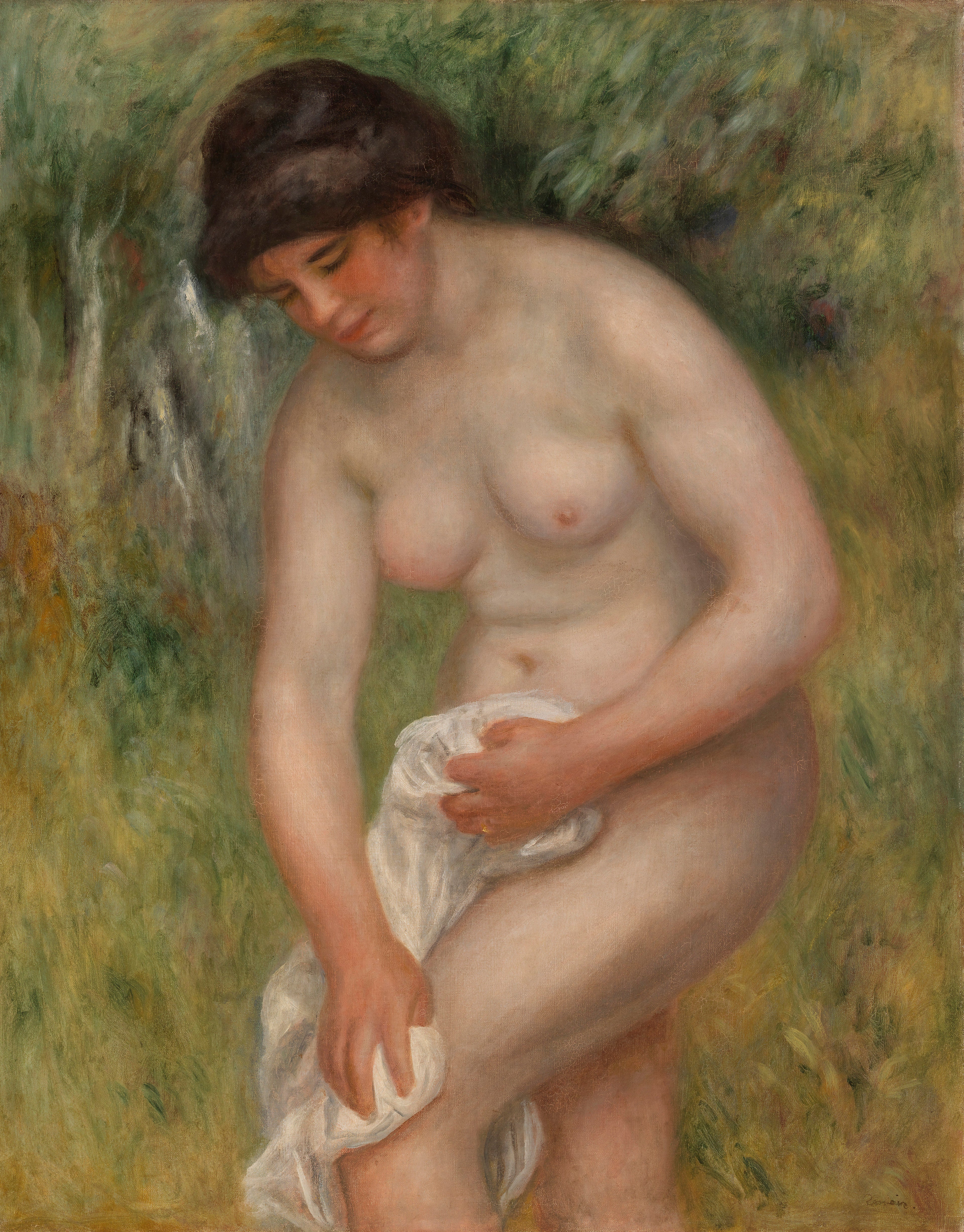 Reproduction du tableau « Baigneuse se séchant (Baigneuse s'essuyant) - Pierre-Auguste Renoir » par Alpha Reproduction en peinture à l’huile