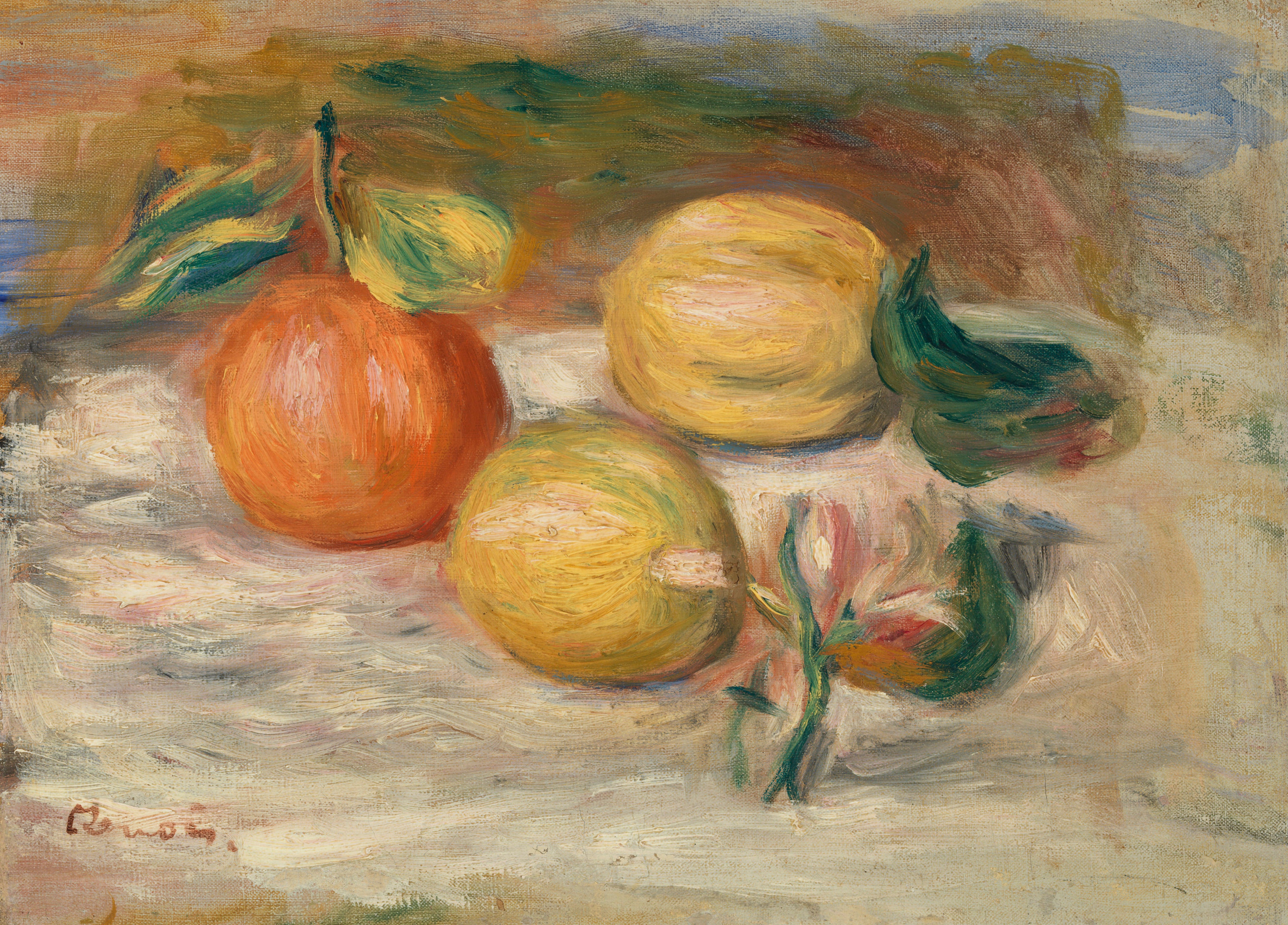 Reproduction du tableau « Citrons et Orange (Citrons et orange) - Pierre-Auguste Renoir » par Alpha Reproduction en peinture à l’huile