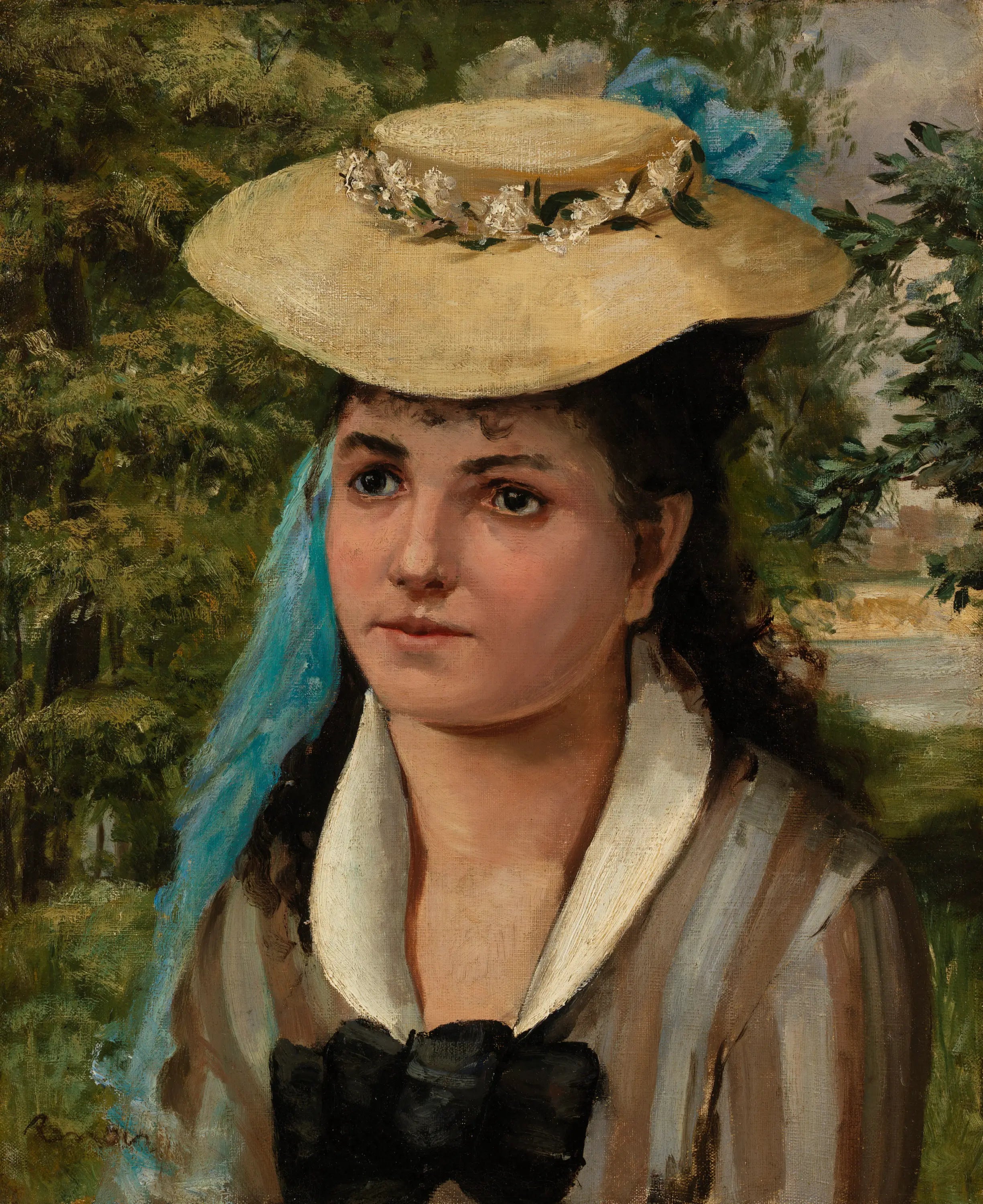 Reproduction du tableau « Lise au chapeau de paille (Jeune fille au chapeau de paille) - Pierre-Auguste Renoir » par Alpha Reproduction en peinture à l’huile