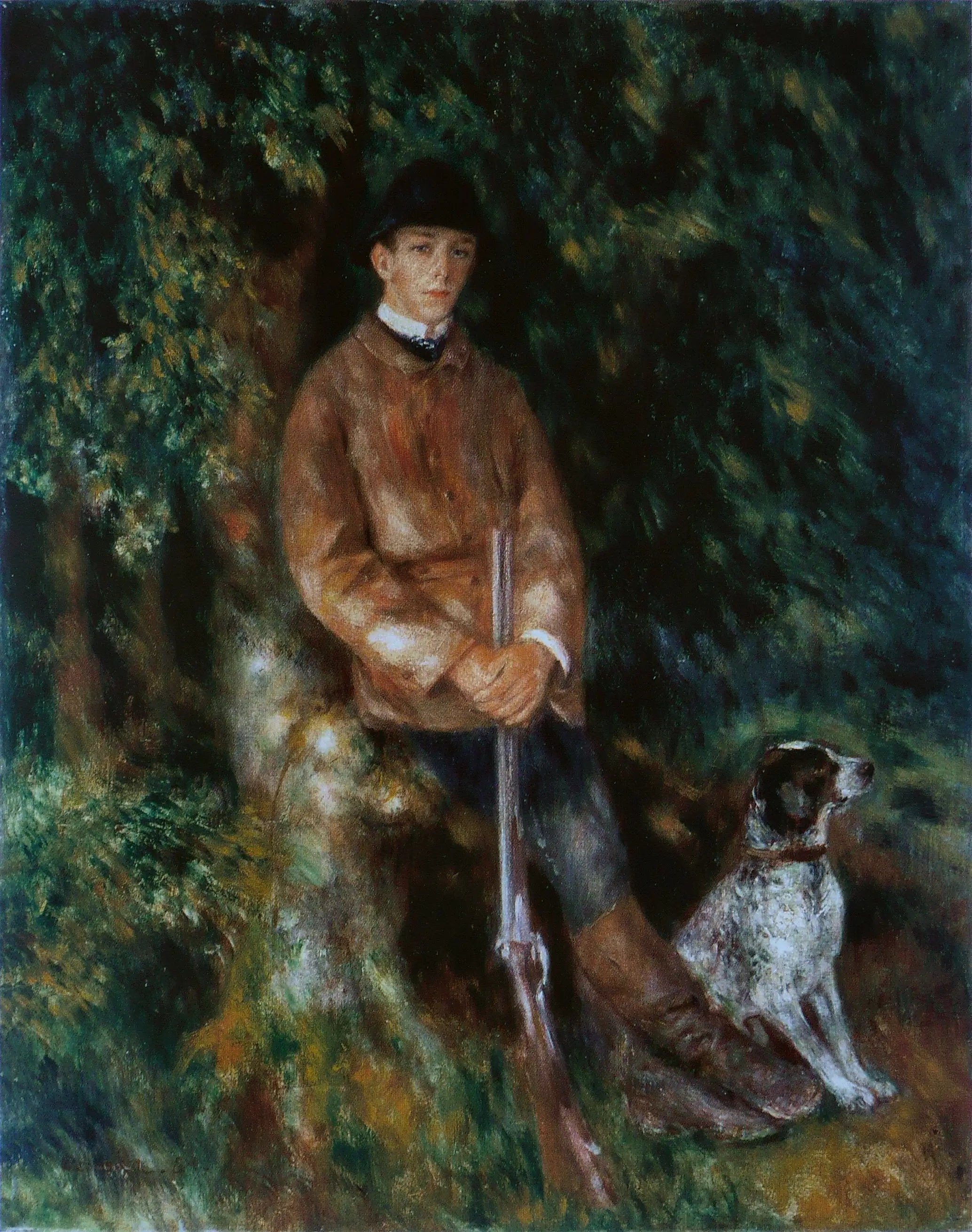 Reproduction du tableau « Portrait d'Alfred Bérard avec son chien - Pierre-Auguste Renoir » par Alpha Reproduction en peinture à l’huile