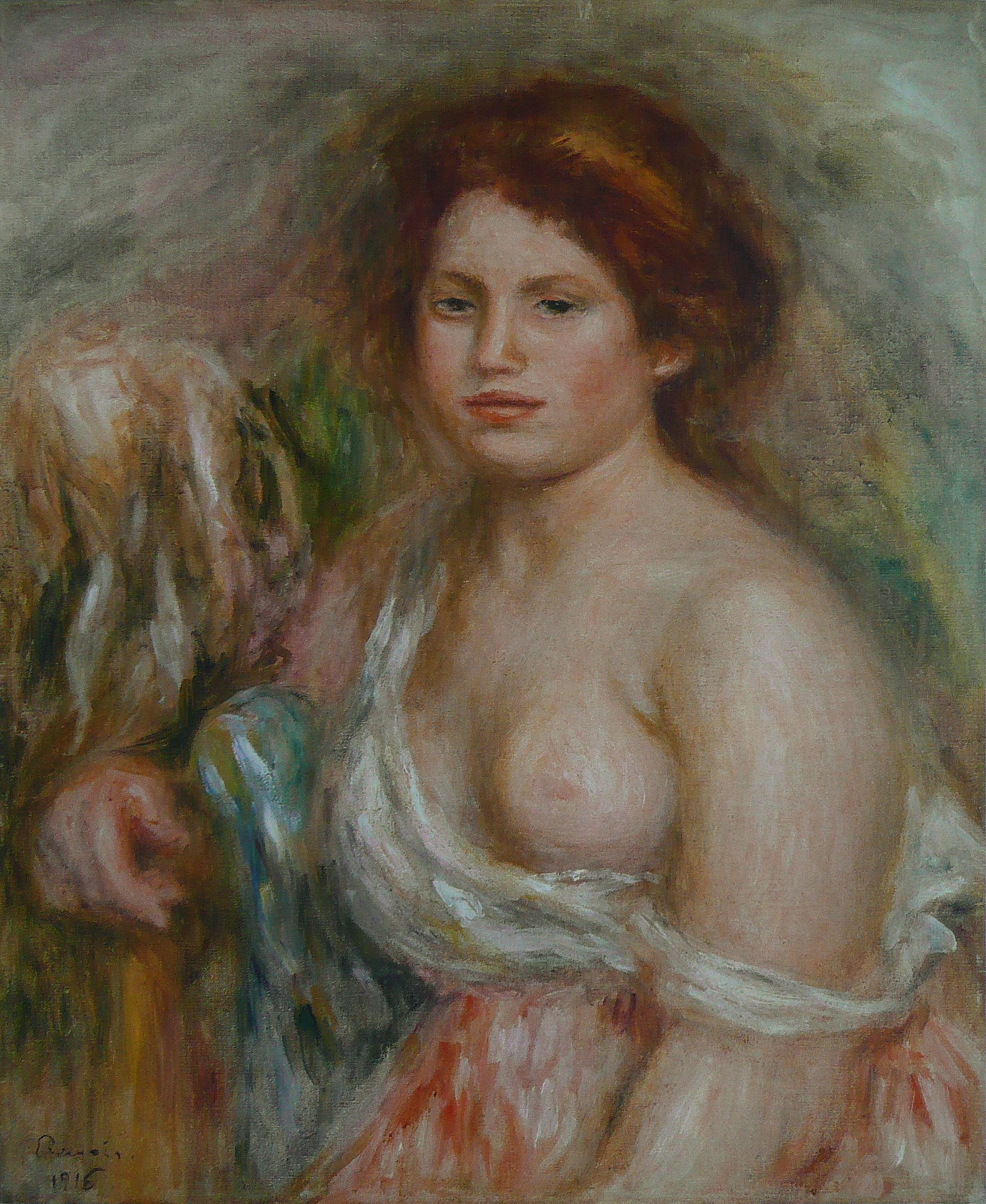 Reproduction du tableau « Portrait de modèle en buste - Pierre-Auguste Renoir » par Alpha Reproduction en peinture à l’huile