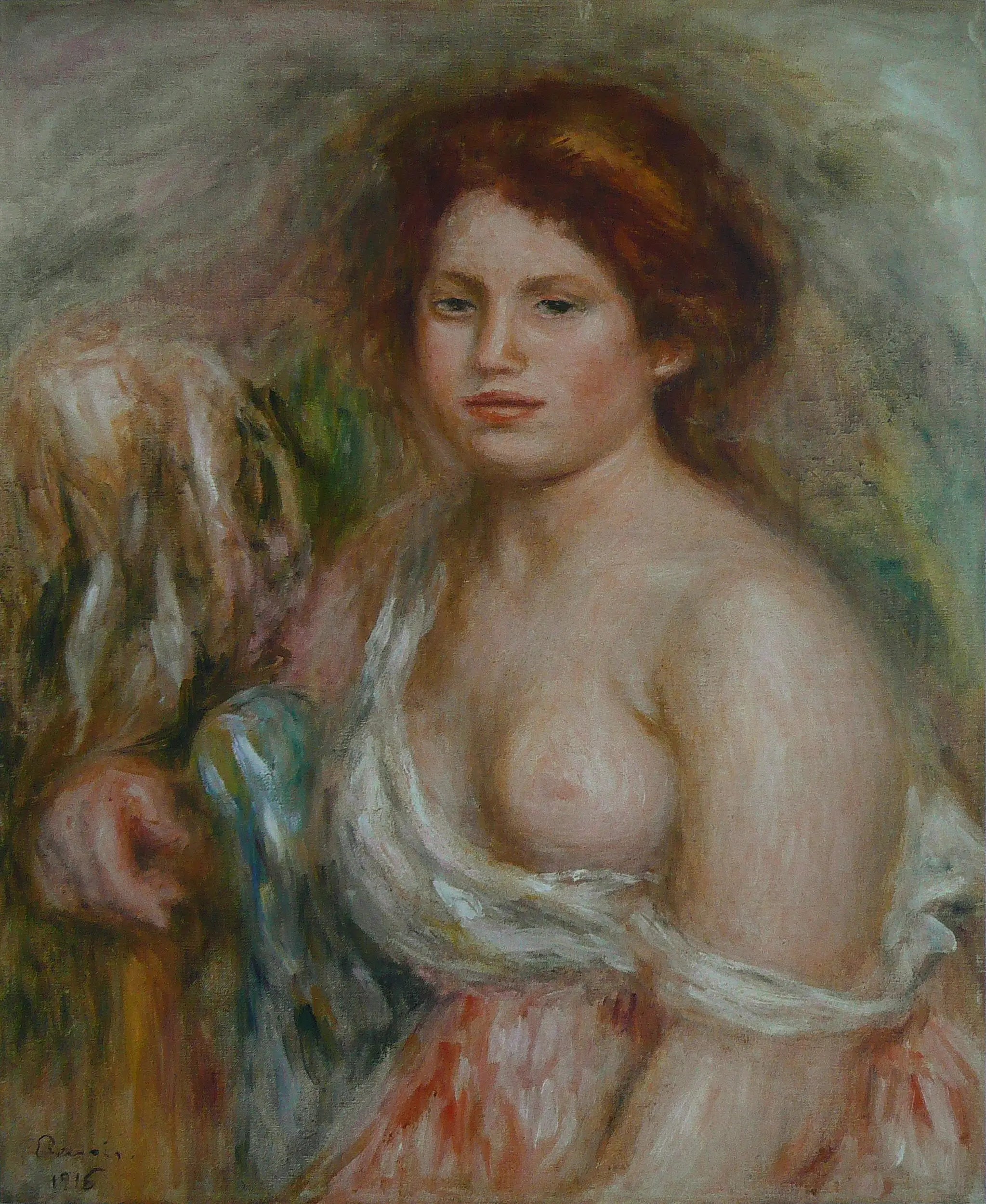 Reproduction du tableau « Portrait de modèle en buste - Pierre-Auguste Renoir » par Alpha Reproduction en peinture à l’huile