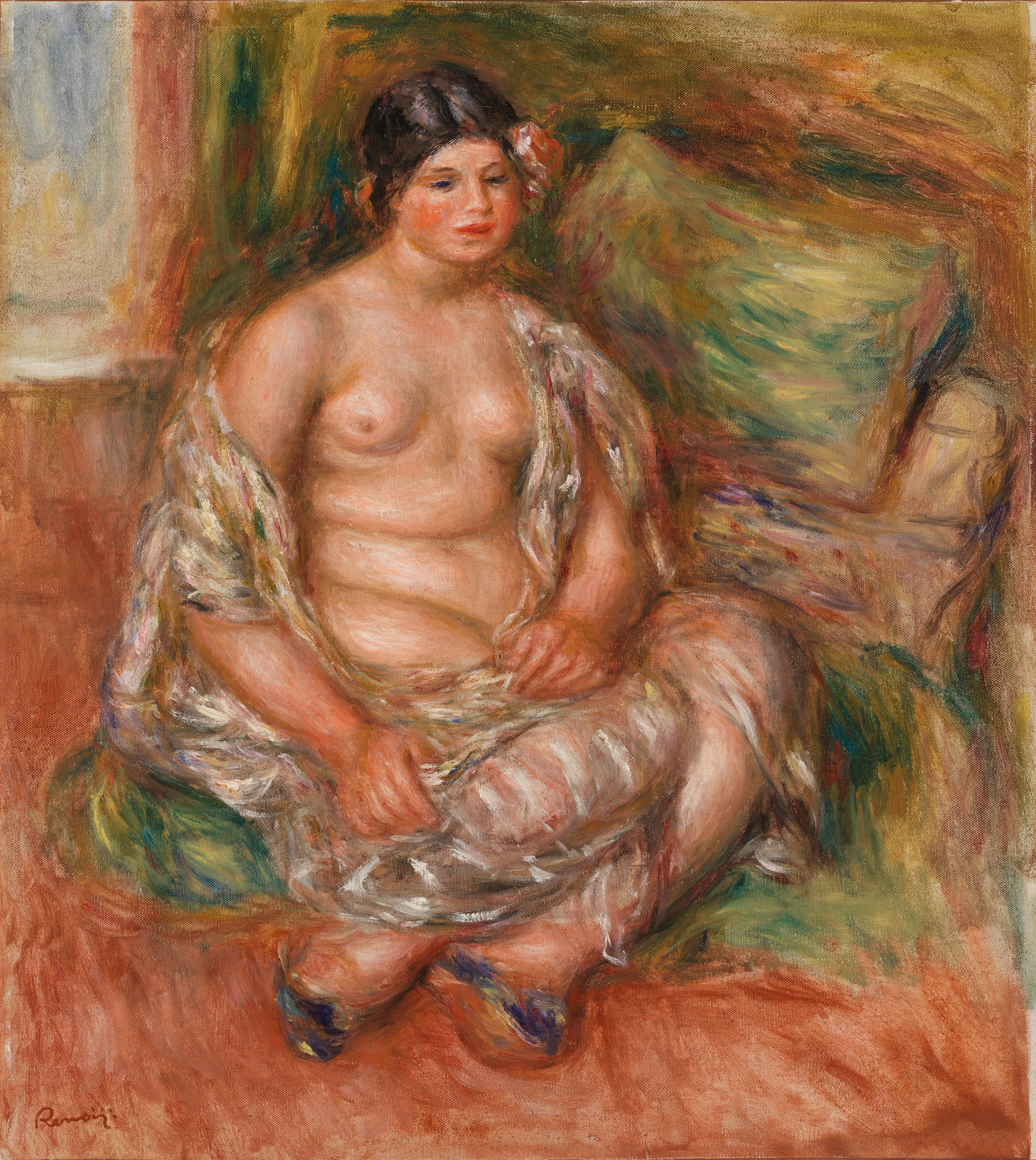 Reproduction du tableau « Odalisque assise (Odalisque assise) - Pierre-Auguste Renoir » par Alpha Reproduction en peinture à l’huile