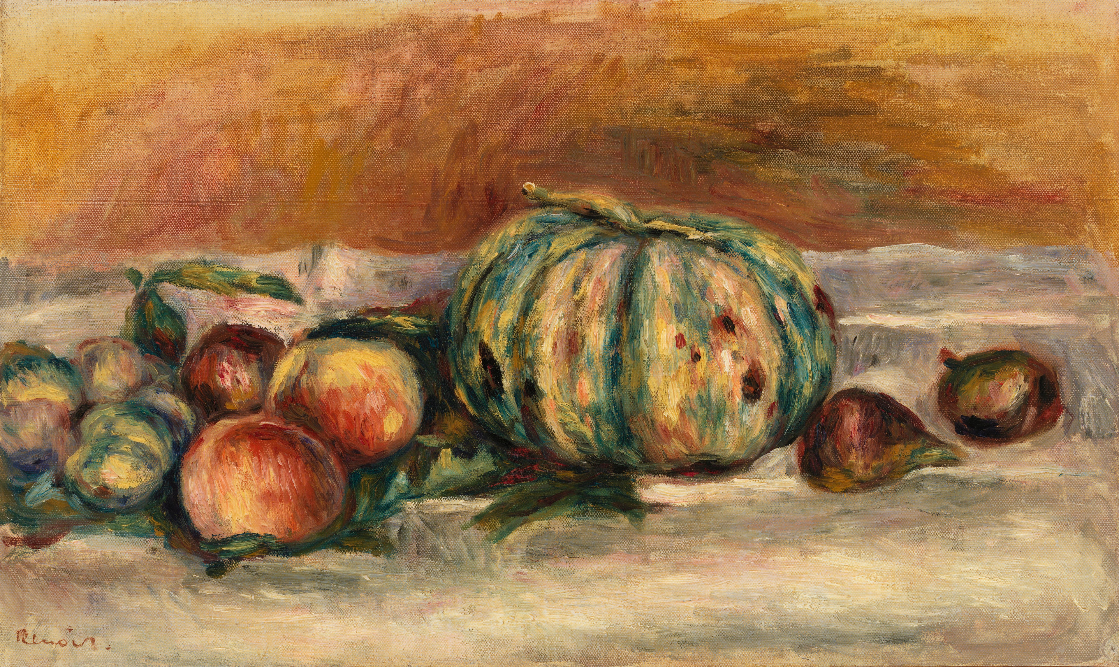 Reproduction du tableau « Nature morte au melon - Pierre-Auguste Renoir » par Alpha Reproduction en peinture à l’huile