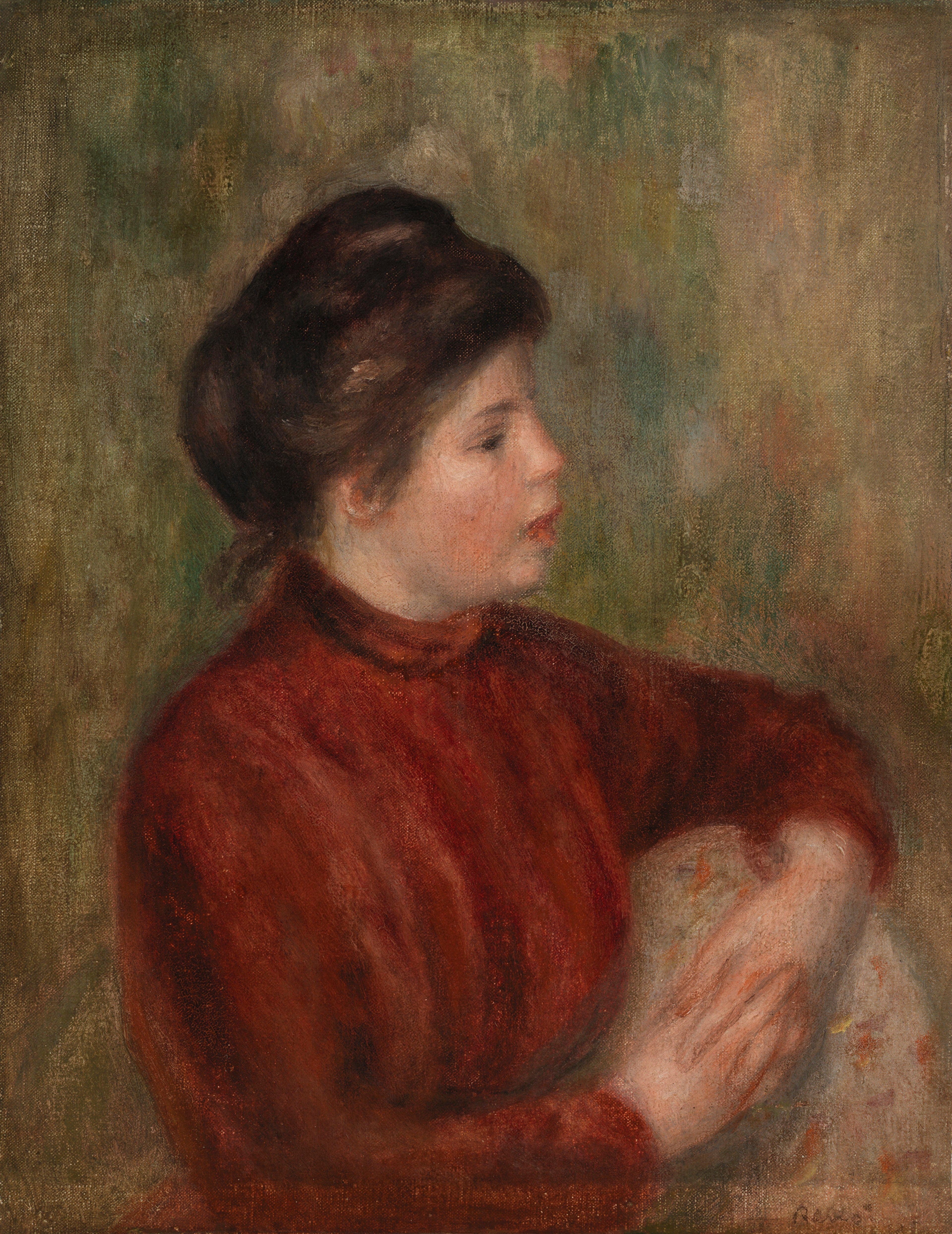 Reproduction du tableau « Woman Leaning on a Chair (Femme appuyée sur une chaise) - Pierre-Auguste Renoir » par Alpha Reproduction en peinture à l’huile