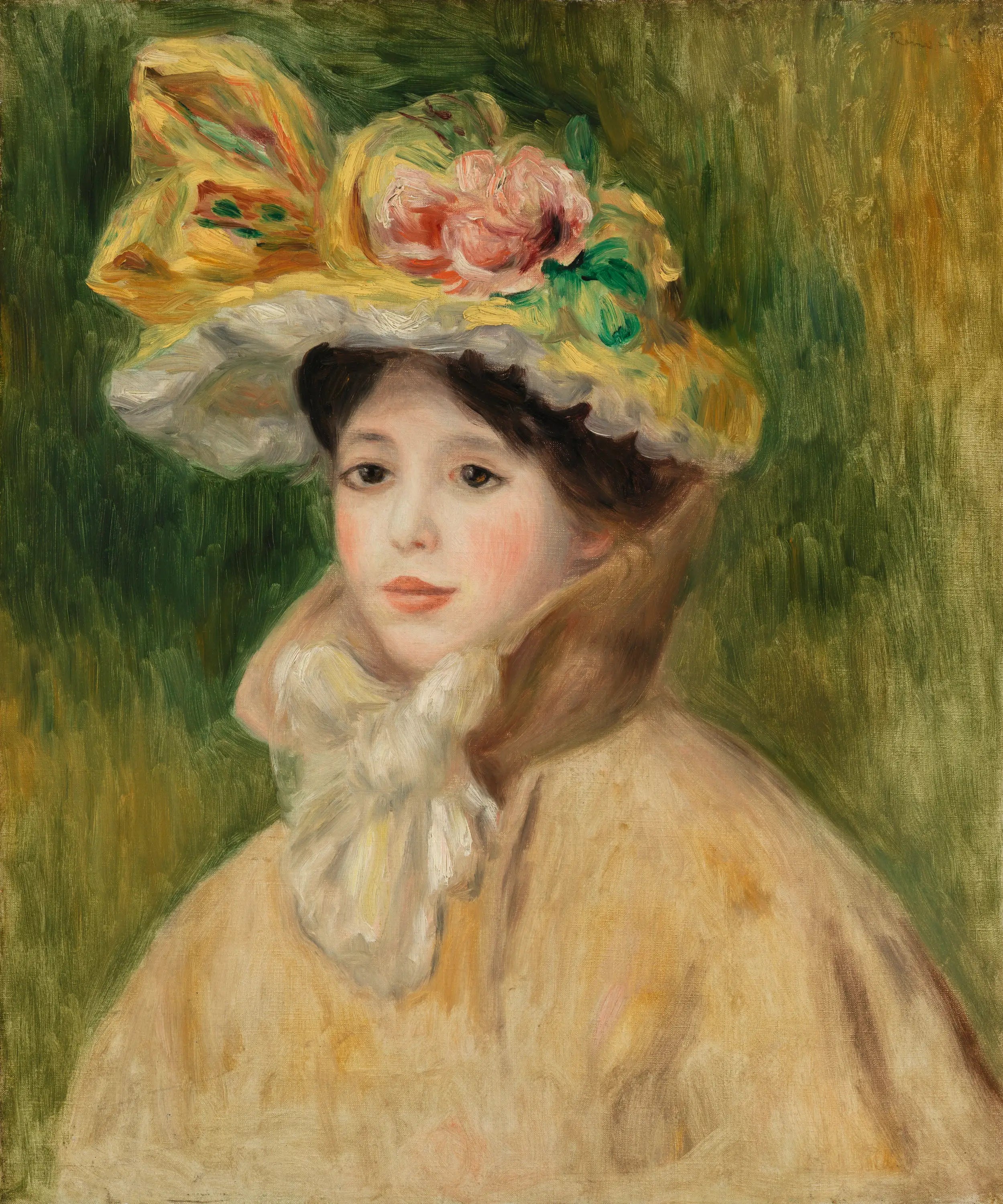 Reproduction du tableau « Femme à la capeline - Pierre-Auguste Renoir » par Alpha Reproduction en peinture à l’huile