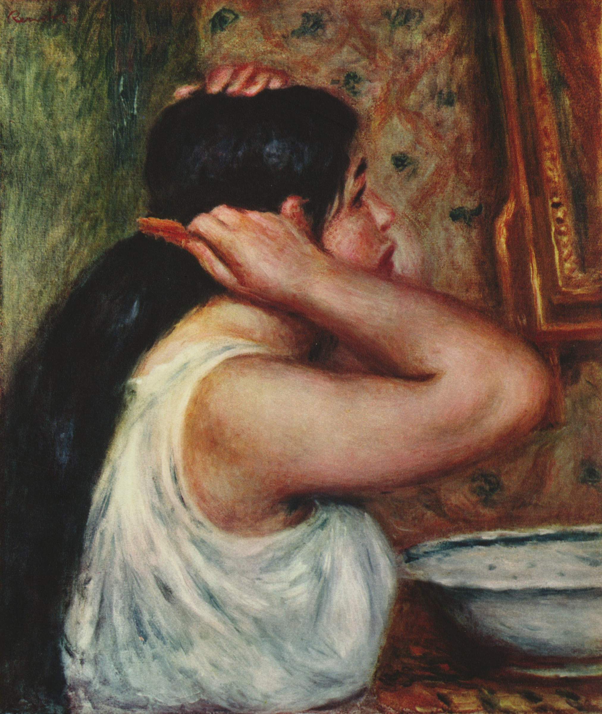 Reproduction du tableau « La Toilette : femme se peignant - Pierre-Auguste Renoir » par Alpha Reproduction en peinture à l’huile
