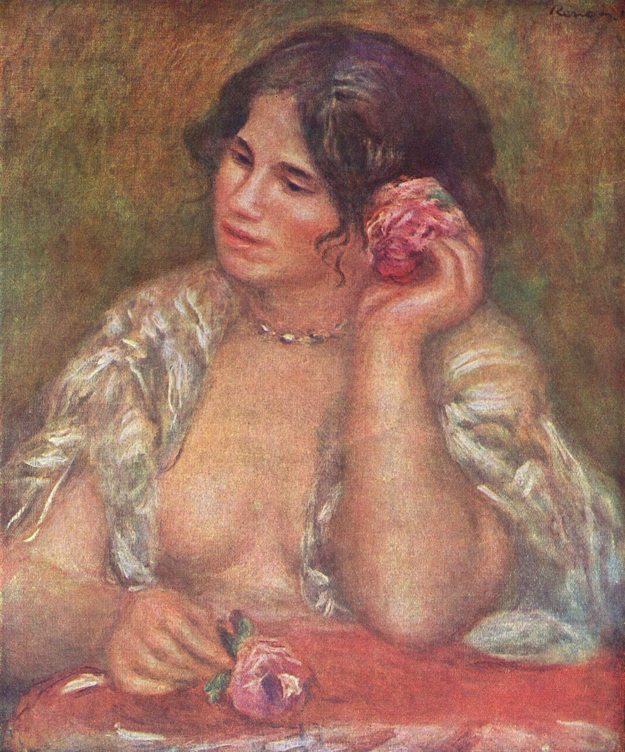 Reproduction du tableau « Gabrielle à la rose - Pierre-Auguste Renoir » par Alpha Reproduction en peinture à l’huile