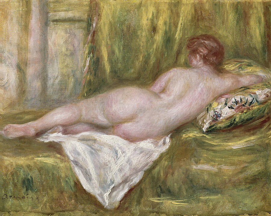 Reproduction du tableau « Nu couché, vu de dos - Pierre-Auguste Renoir » par Alpha Reproduction en peinture à l’huile