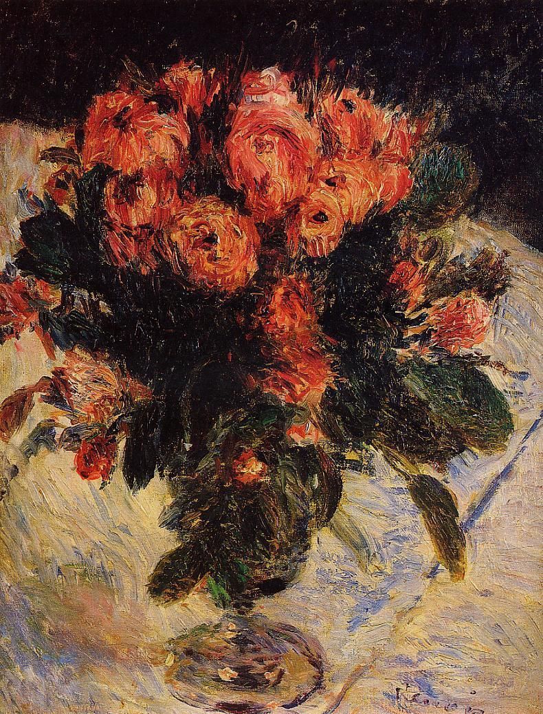 Reproduction du tableau « Roses mousseuses - Pierre-Auguste Renoir » par Alpha Reproduction en peinture à l’huile