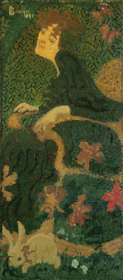 Reproduction du tableau « Jeune fille assise avec un lapin - Pierre Bonnard » par Alpha Reproduction en peinture à l’huile