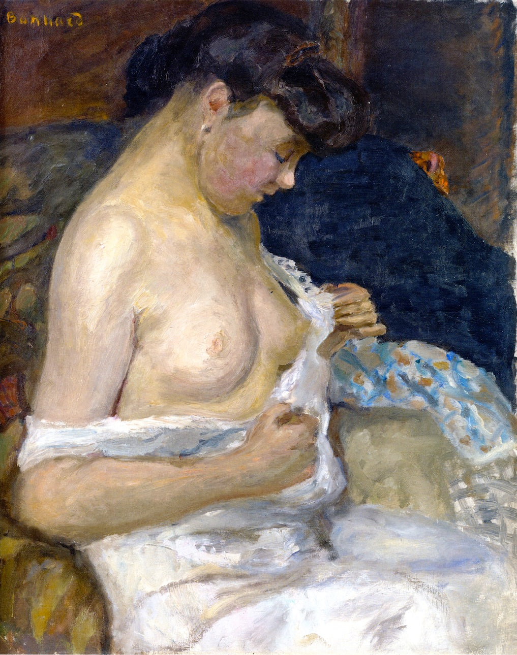 Reproduction du tableau « Femme enlevant sa chemise - Pierre Bonnard » par Alpha Reproduction en peinture à l’huile