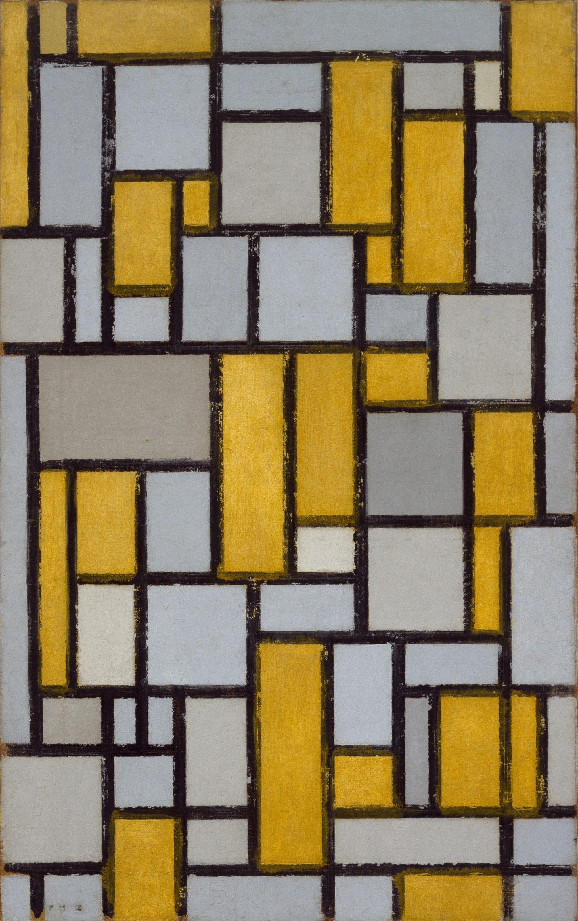 Reproduction du tableau « Composition avec grille 1 - Piet Mondrian » par Alpha Reproduction en peinture à l’huile
