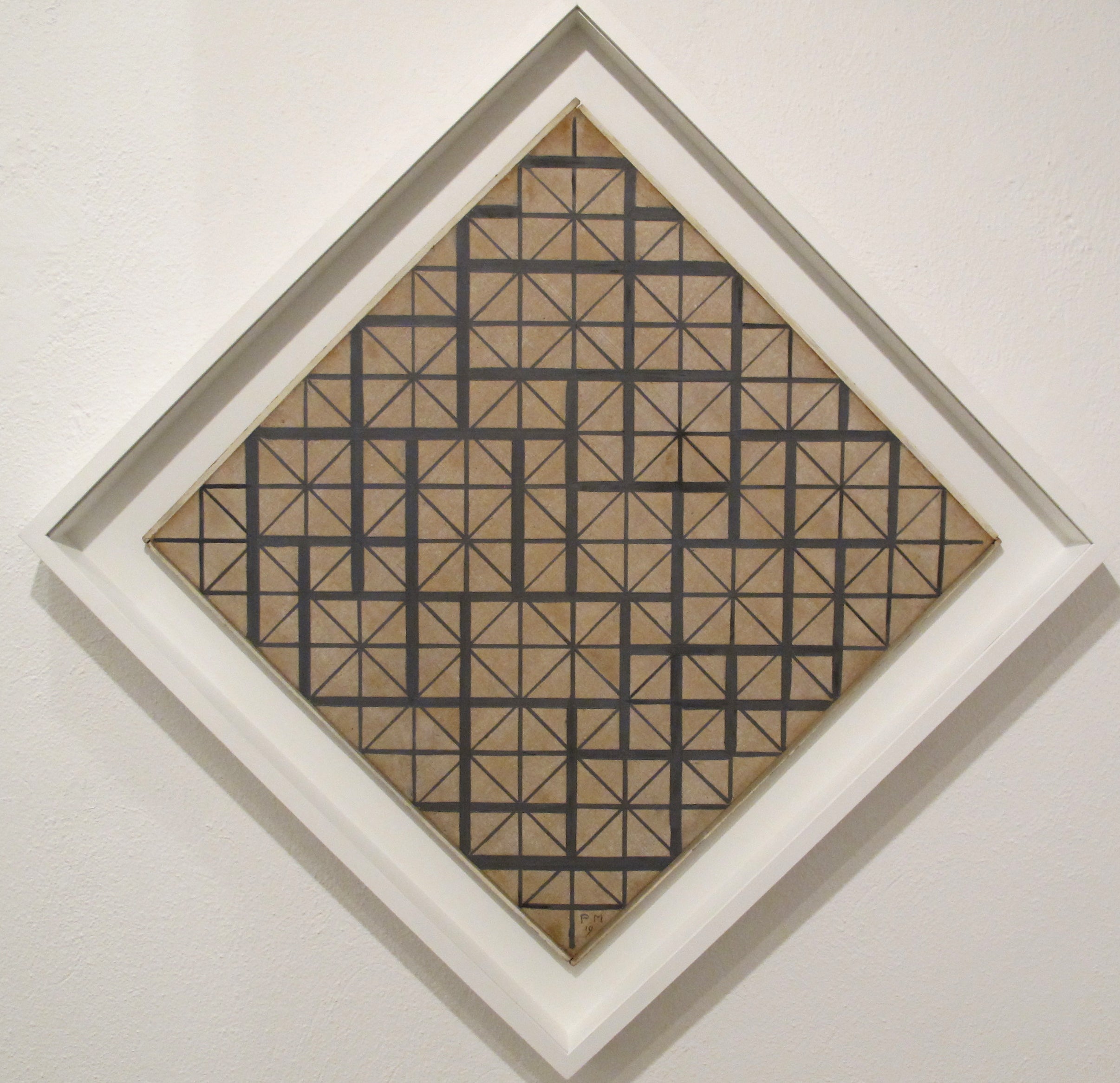 Reproduction du tableau « Composition avec grille 4 (losange) - Piet Mondrian » par Alpha Reproduction en peinture à l’huile