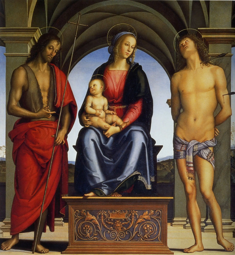 La Vergine con il Bambino tra i santi Giovanni Battista e Sebastiano - Pietro Perugino
