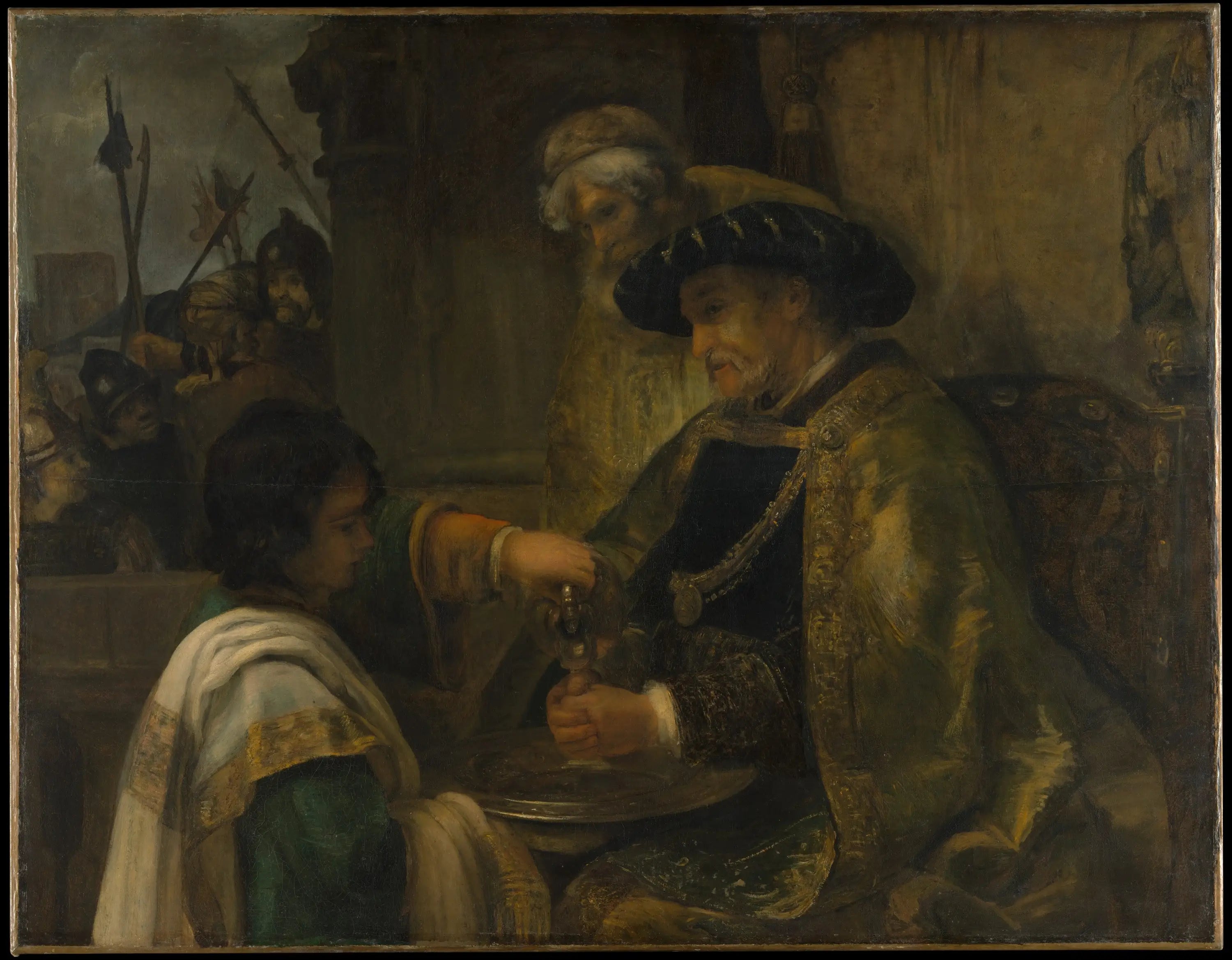 Reproduction du tableau « Pilate se lave les mains - Rembrandt » par Alpha Reproduction en peinture à l’huile