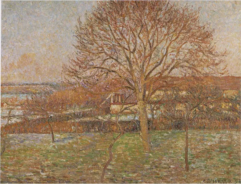 Reproduction du tableau « Le Grand Noyer, gelée blanche, Éragny - Camille Pissarro » par Alpha Reproduction en peinture à l’huile