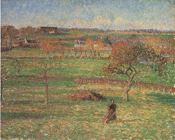 Reproduction du tableau « Prairies de Bazincourt, automne - Camille Pissarro » par Alpha Reproduction en peinture à l’huile