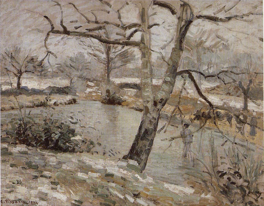 Reproduction du tableau « L'étang de Montfoucault, effet d'hiver - Camille Pissarro » par Alpha Reproduction en peinture à l’huile