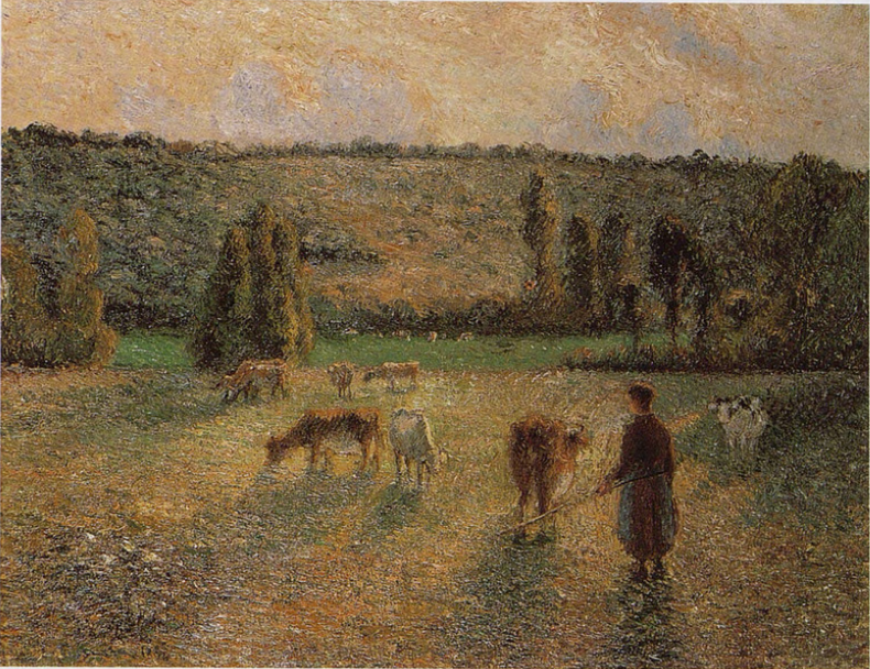 Reproduction du tableau « Vachère à Éragny - Camille Pissarro » par Alpha Reproduction en peinture à l’huile