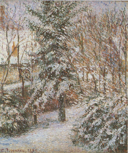 Reproduction du tableau « Coin de jardin, neige, Eragny - Camille Pissarro » par Alpha Reproduction en peinture à l’huile
