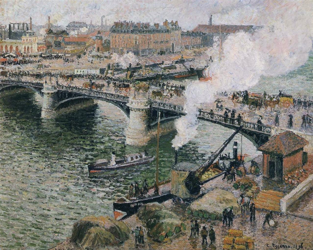 Reproduction du tableau « Le Pont Boieldieu à Rouen - Camille Pissarro » par Alpha Reproduction en peinture à l’huile