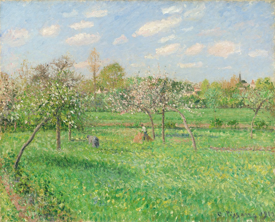 Reproduction du tableau « Printemps, matin, soleil, Éragny - Camille Pissarro » par Alpha Reproduction en peinture à l’huile