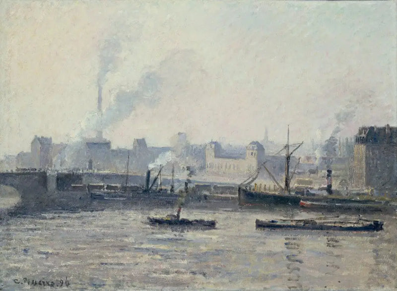 Il ponte Saint-Sever, Rouen: Nebbia - Camille Pissarro