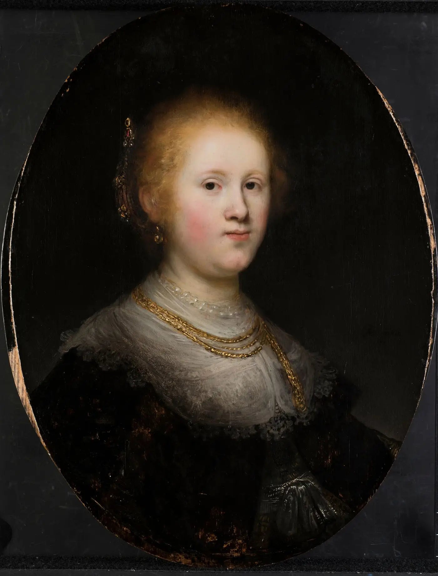 Reproduction du tableau « Portrait d'une jeune femme - Rembrandt » par Alpha Reproduction en peinture à l’huile
