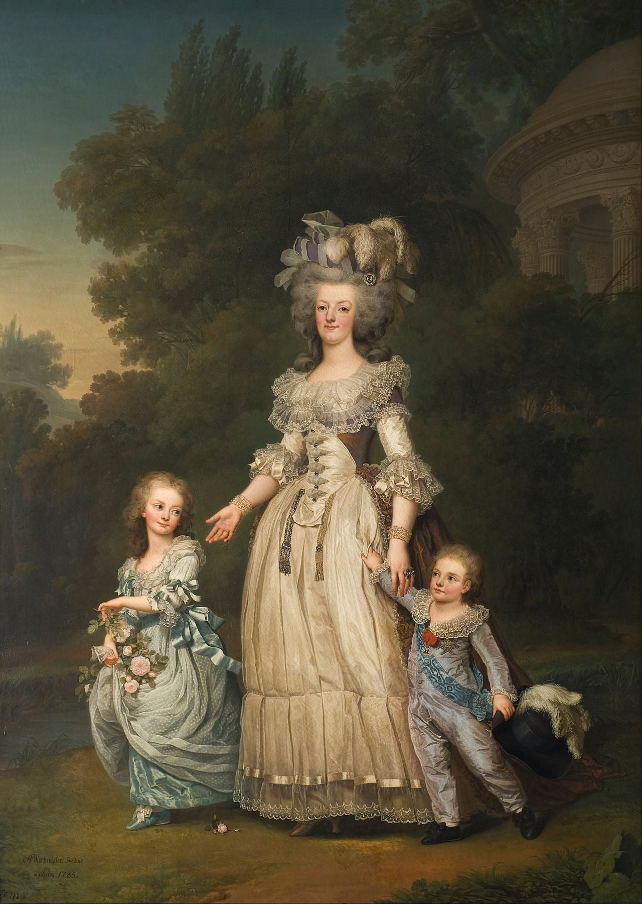 Ritratto di Marie-Antoinette con i suoi due figli maggiori – Adolf Ulrik Wertmüller (1785)