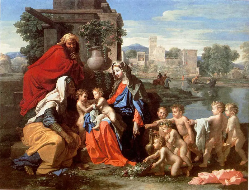 La sacra famiglia con santa Elisabetta, il piccolo san Giovanni e putti - Nicolas Poussin