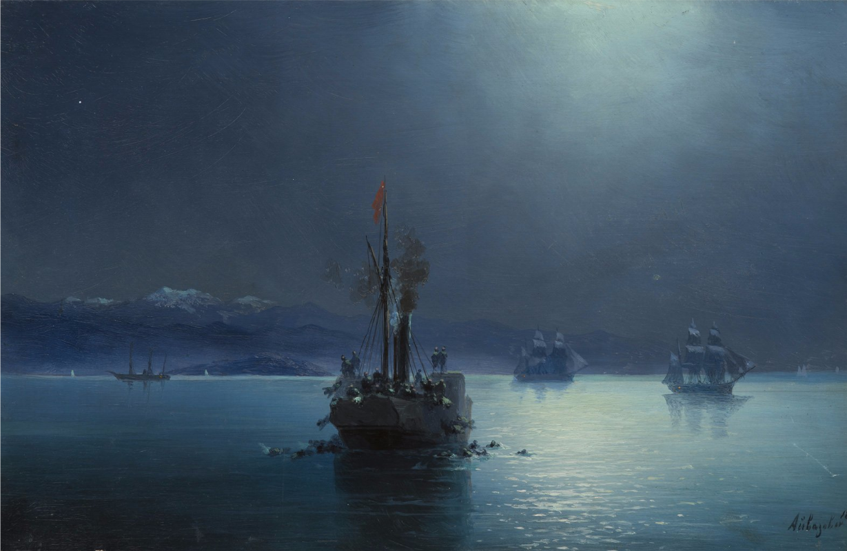 Nuit tranquille: des Arméniens jetés par-dessus bord depuis des navires turcs - Ivan Aïvazovski - Alpha Reproduction