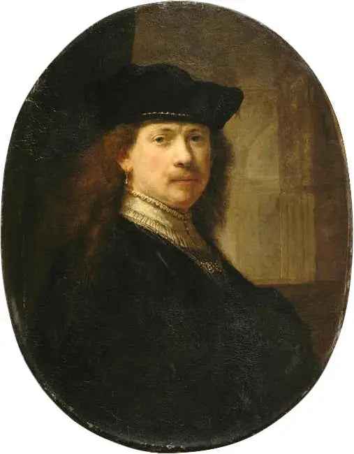 Autoritratto con berretto su sfondo architettonico - Rembrandt