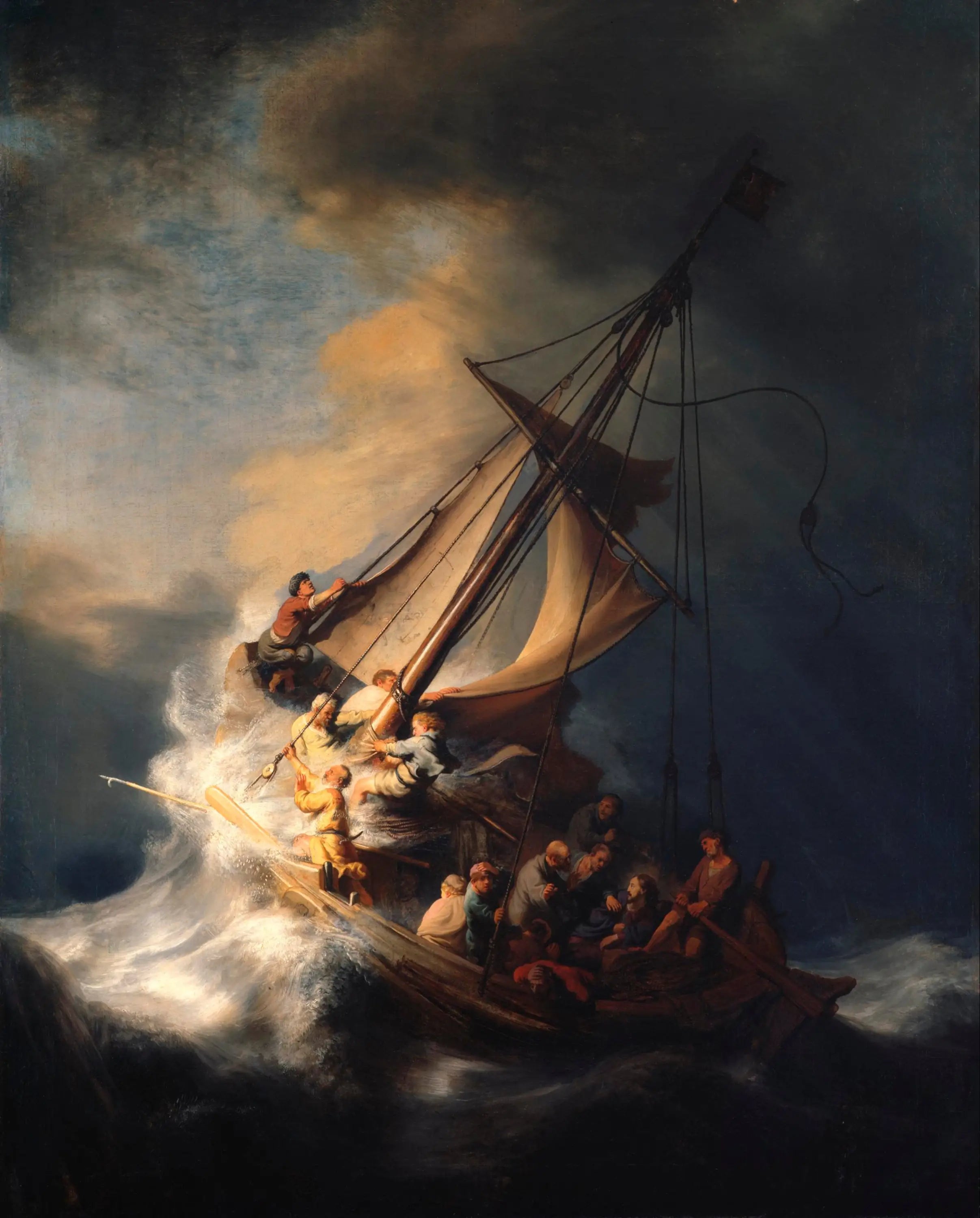 Reproduction du tableau « La Tempête sur la mer de Galilée - Rembrandt » par Alpha Reproduction en peinture à l’huile