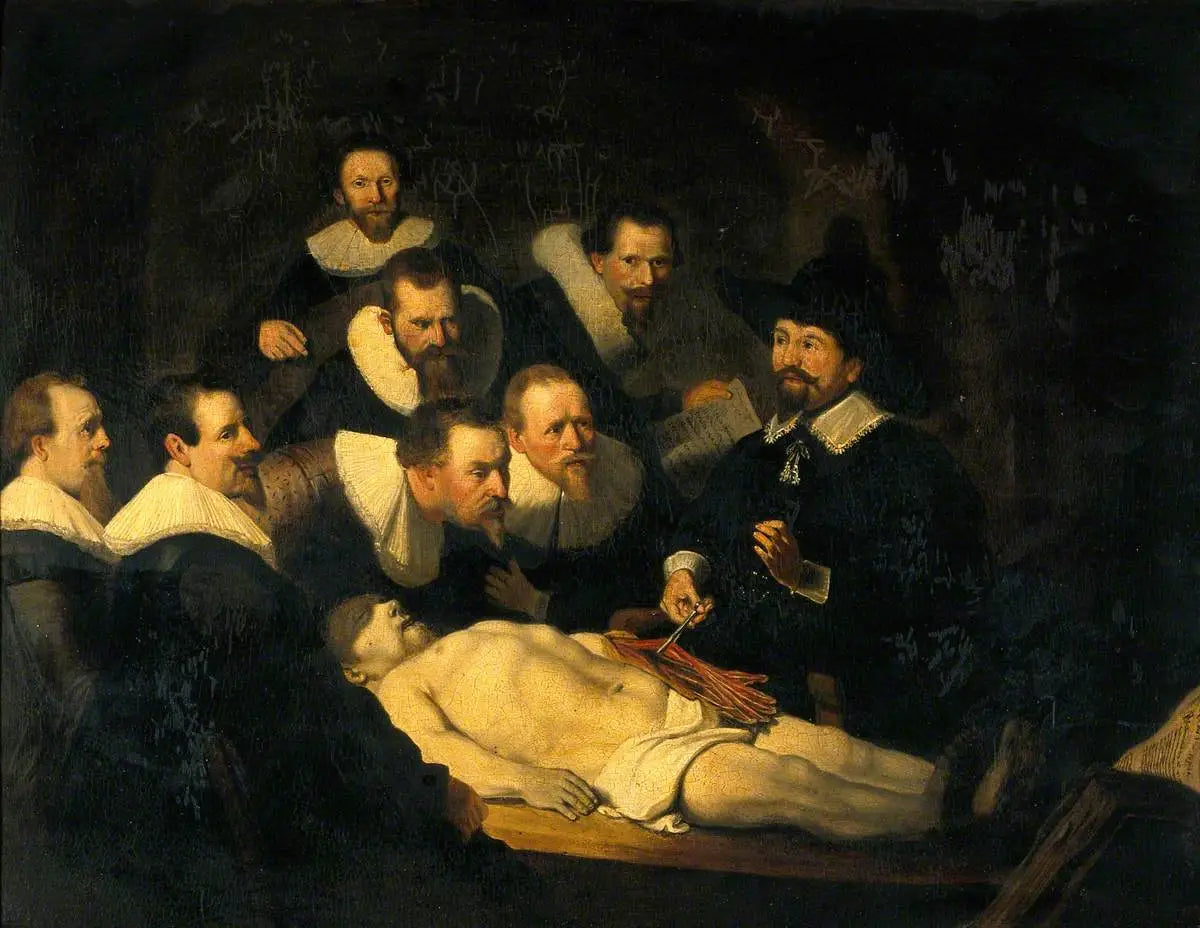 Reproduction du tableau « L'anatomie du Dr Nicolaes Tulp - Rembrandt » par Alpha Reproduction en peinture à l’huile