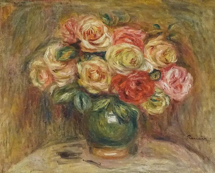 Reproduction du tableau « Roses dans un vase - Pierre-Auguste Renoir » par Alpha Reproduction en peinture à l’huile