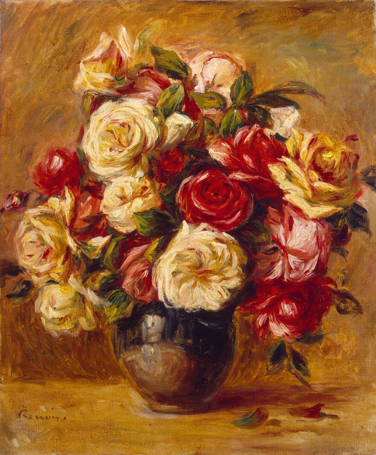 Reproduction du tableau « Bouquet de roses - Pierre-Auguste Renoir » par Alpha Reproduction en peinture à l’huile