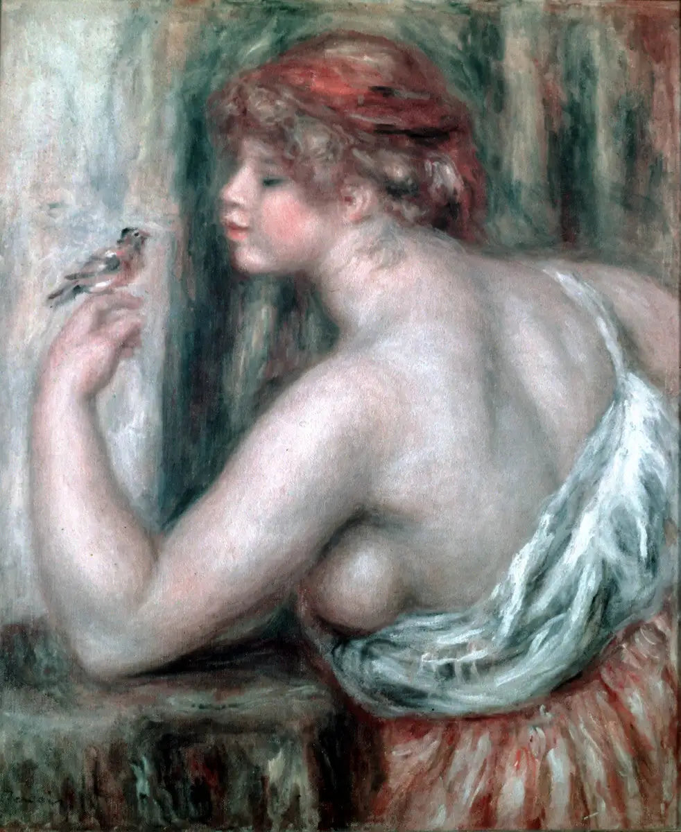 Reproduction du tableau « Femme au rouge-gorge - Pierre-Auguste Renoir » par Alpha Reproduction en peinture à l’huile