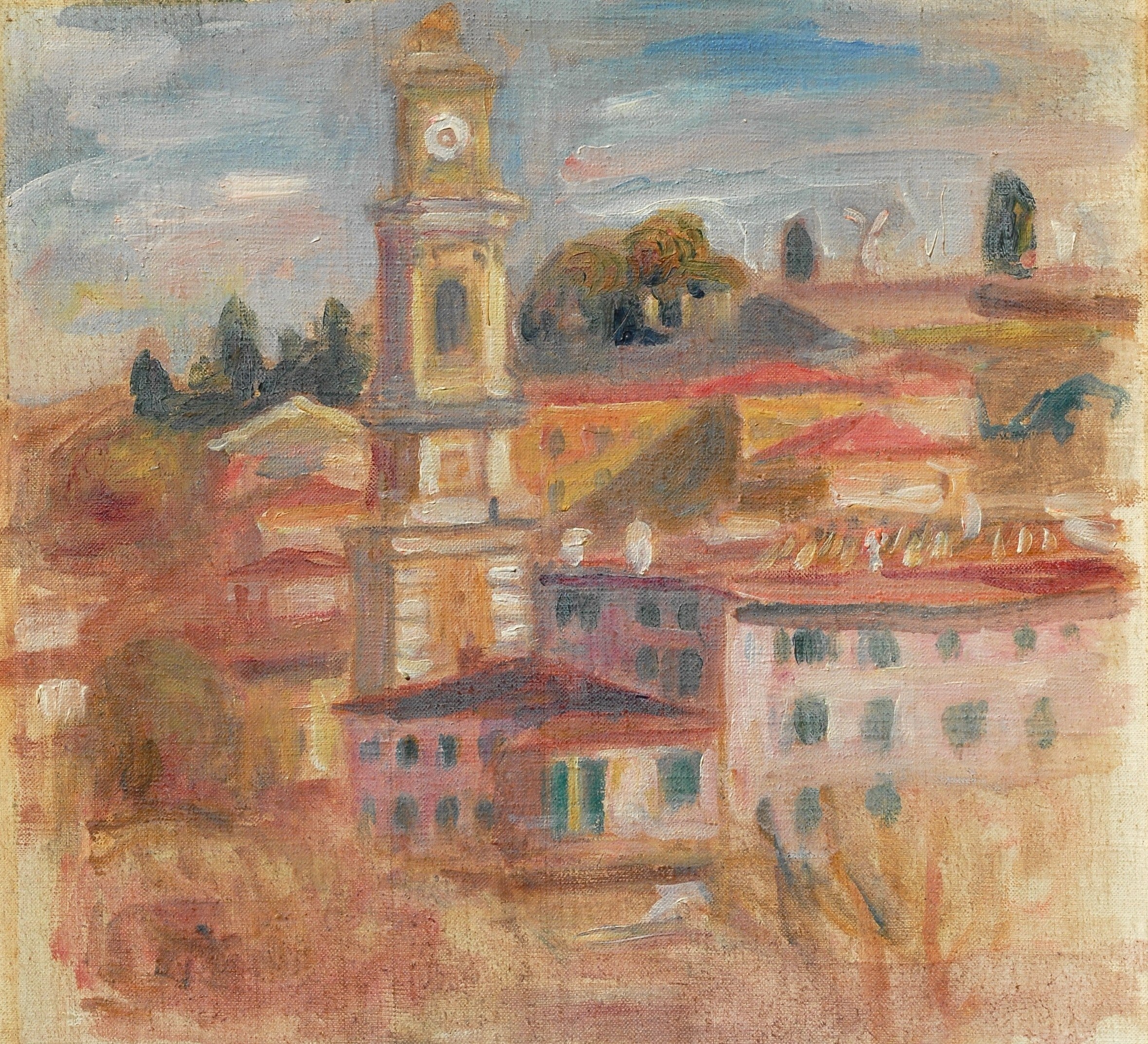 Reproduction du tableau « Les Toits du Vieux Nice - Pierre-Auguste Renoir » par Alpha Reproduction en peinture à l’huile