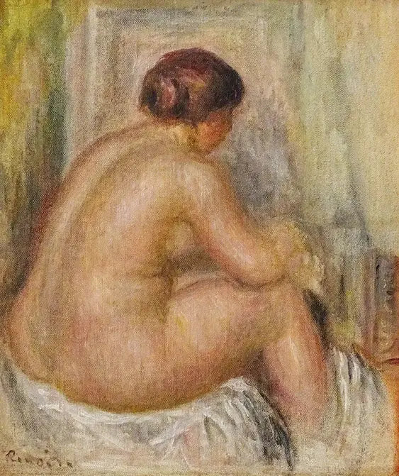 Reproduction du tableau « Nu de dos, assis - Pierre-Auguste Renoir » par Alpha Reproduction en peinture à l’huile