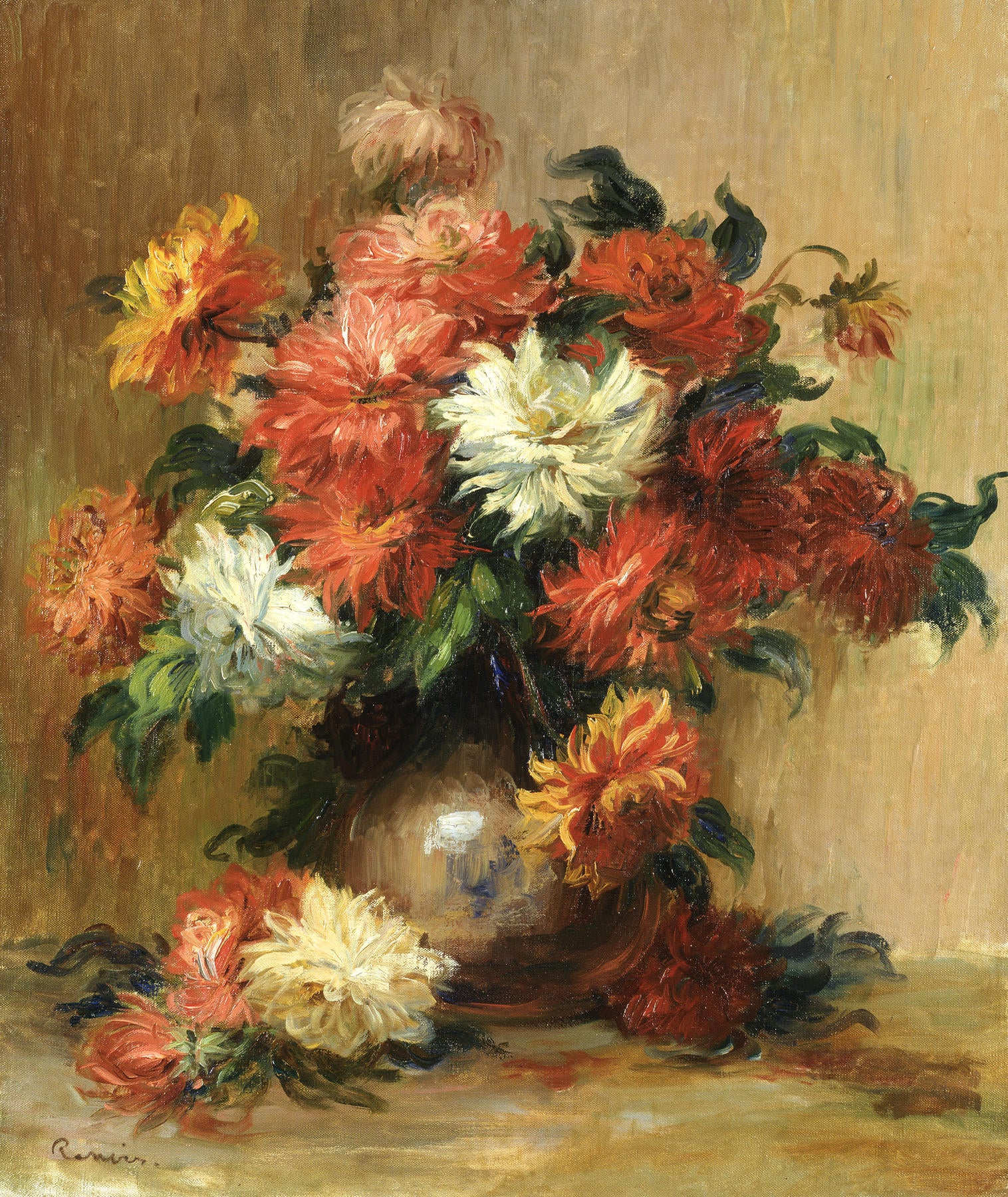 Reproduction du tableau « Dahlias - Pierre-Auguste Renoir » par Alpha Reproduction en peinture à l’huile