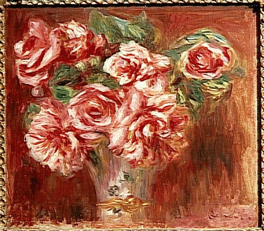 Reproduction du tableau « Roses dans un vase - Pierre-Auguste Renoir » par Alpha Reproduction en peinture à l’huile