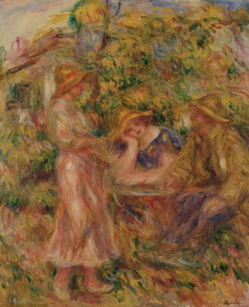 Reproduction du tableau « Trois personnages dans un paysage - Pierre-Auguste Renoir » par Alpha Reproduction en peinture à l’huile