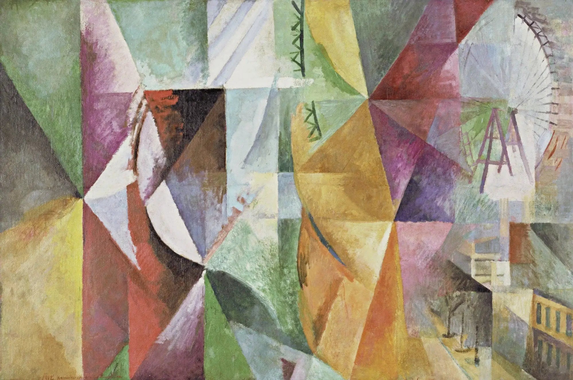 Reproduction du tableau « Les Trois Fenêtres, la tour et la Roue - Robert Delaunay » par Alpha Reproduction en peinture à l’huile
