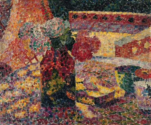 Reproduction du tableau « Nature morte au vase de fleurs - Robert Delaunay » par Alpha Reproduction en peinture à l’huile