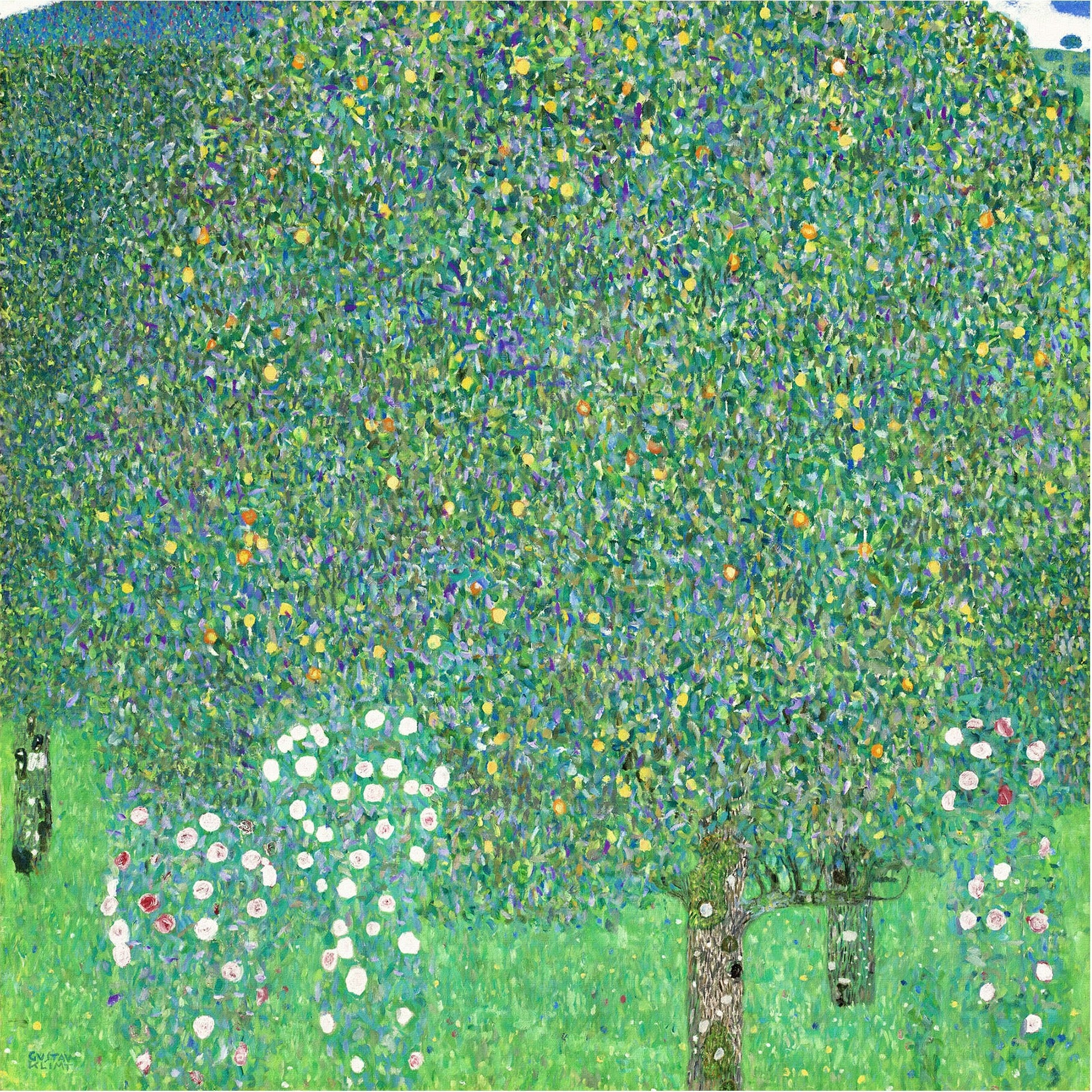Reproduction du tableau « Rosiers sous les arbres - Gustav Klimt » par Alpha Reproduction en peinture à l’huile