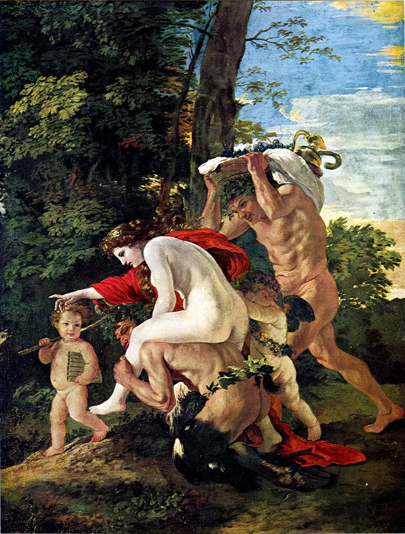 Scène bacchica o Ninfa che cavalca un satiro - Nicolas Poussin