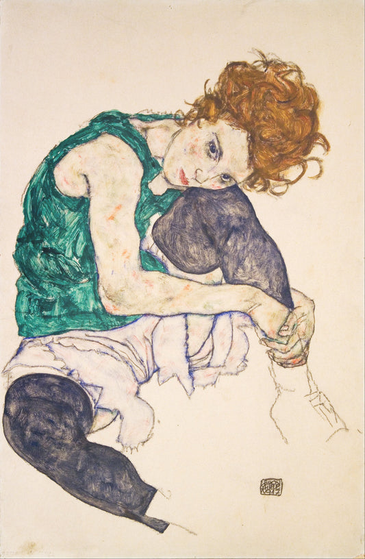 ✨ Donna seduta con le gambe raccolte (Adele Herms) - Egon Schiele