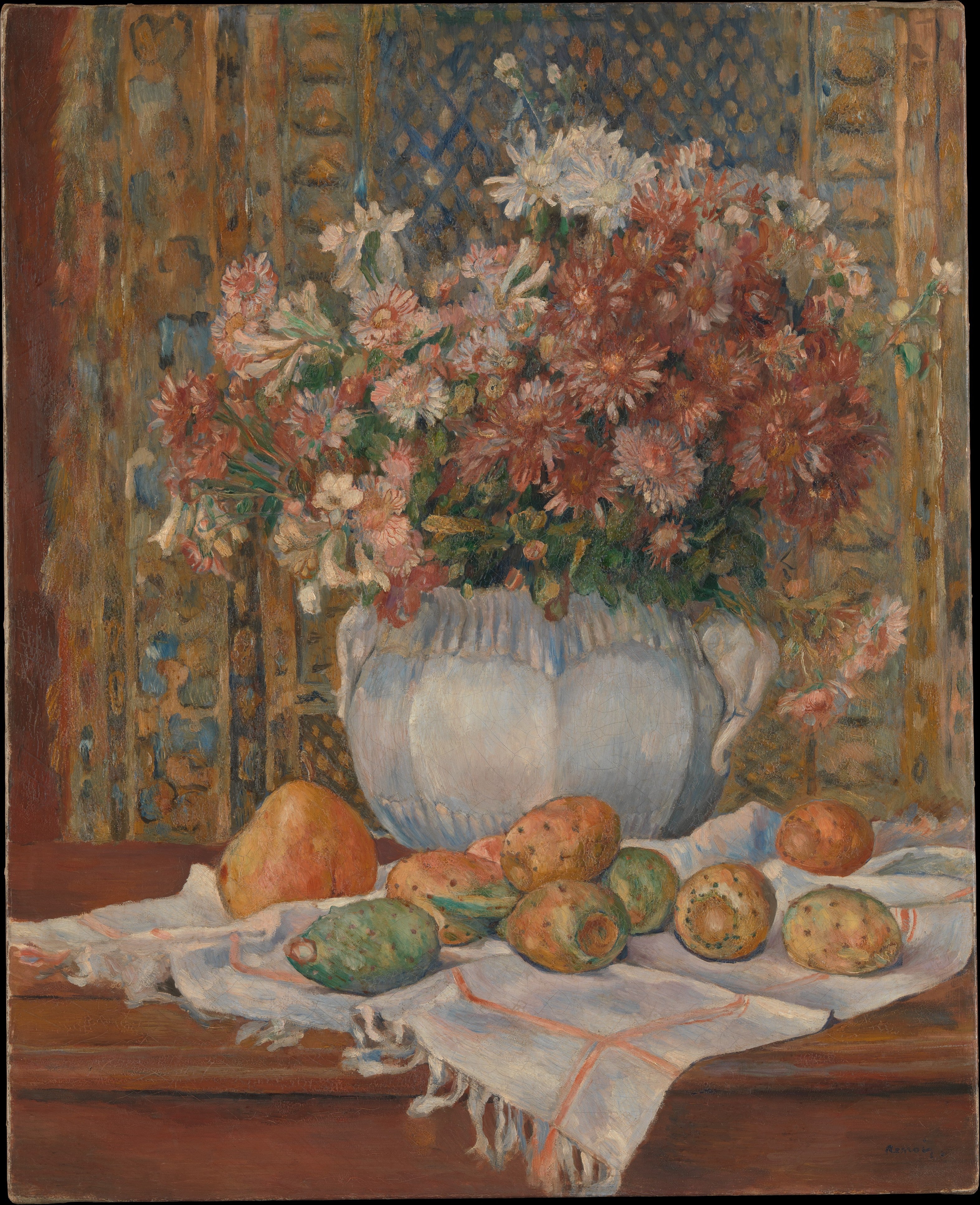 Reproduction du tableau « Nature morte aux fleurs et aux figues de Barbarie - Pierre-Auguste Renoir » par Alpha Reproduction en peinture à l’huile