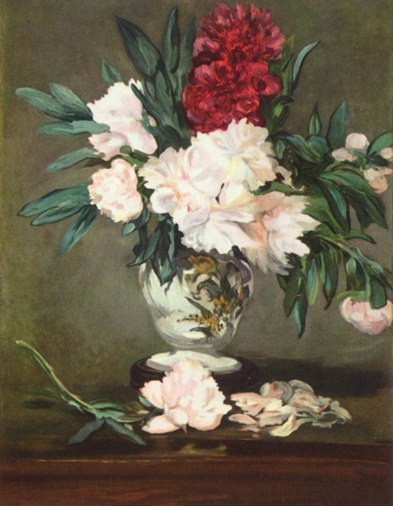 Reproduction du tableau « Vase de pivoines sur piédouche - Édouard Manet » par Alpha Reproduction en peinture à l’huile